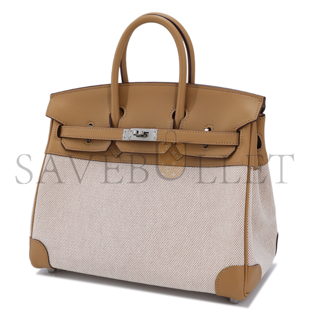 H**mes birkin 30 swift canvas biscuit silver buckle h082686cka6 (30*23*15cm)